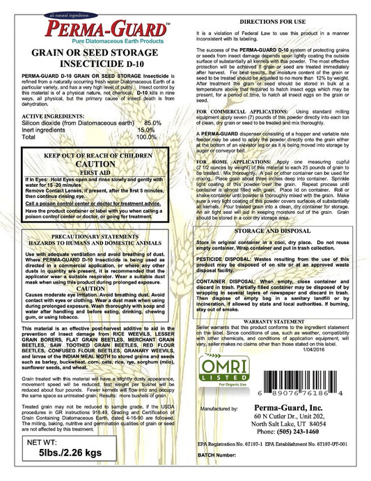 Grain or Seed Storage Insecticide D-10 5lb Bag