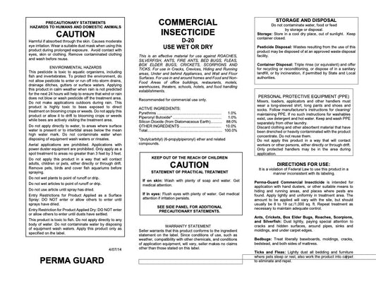 Commercial Insecticide D-20 30lb Bag