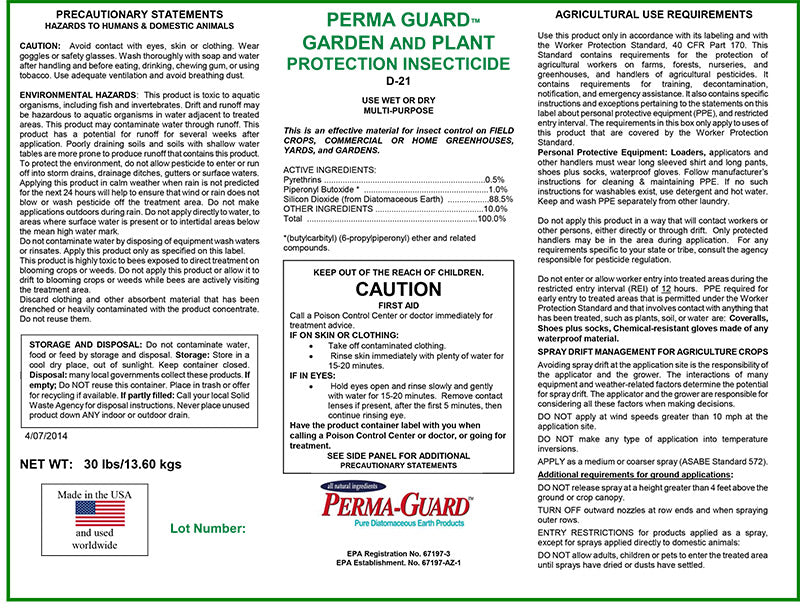 Shell Guard Insecticide Household Insecticide D-20 30lb Bag – Perma-Guard, Inc.